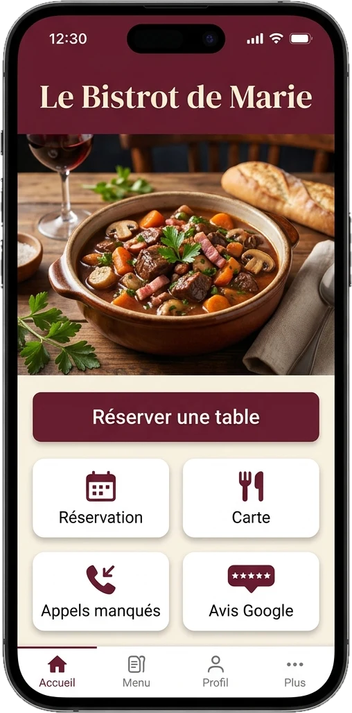 Application Le Bistrot de Marie sur smartphone