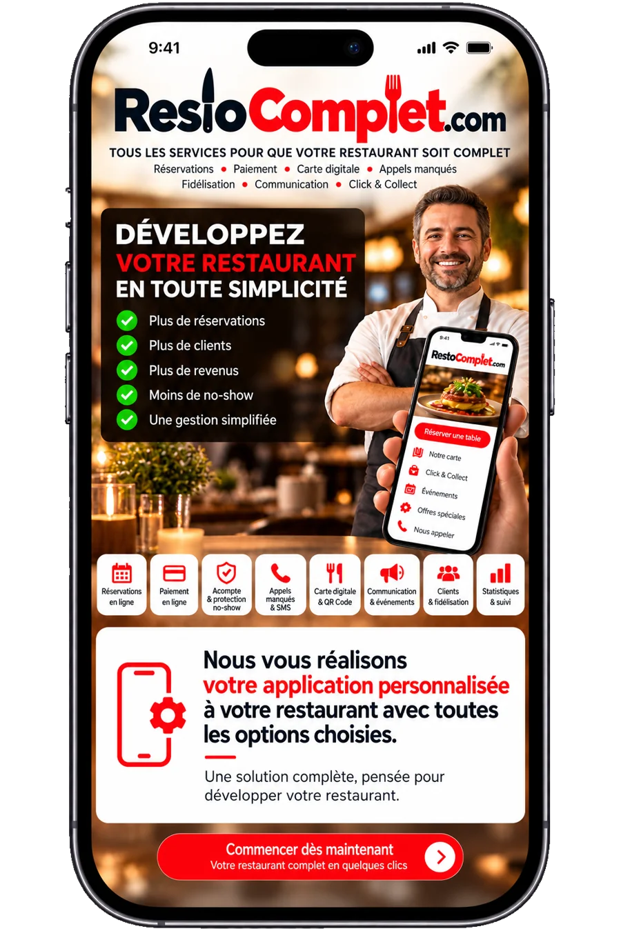 Application RestoComplet sur smartphone